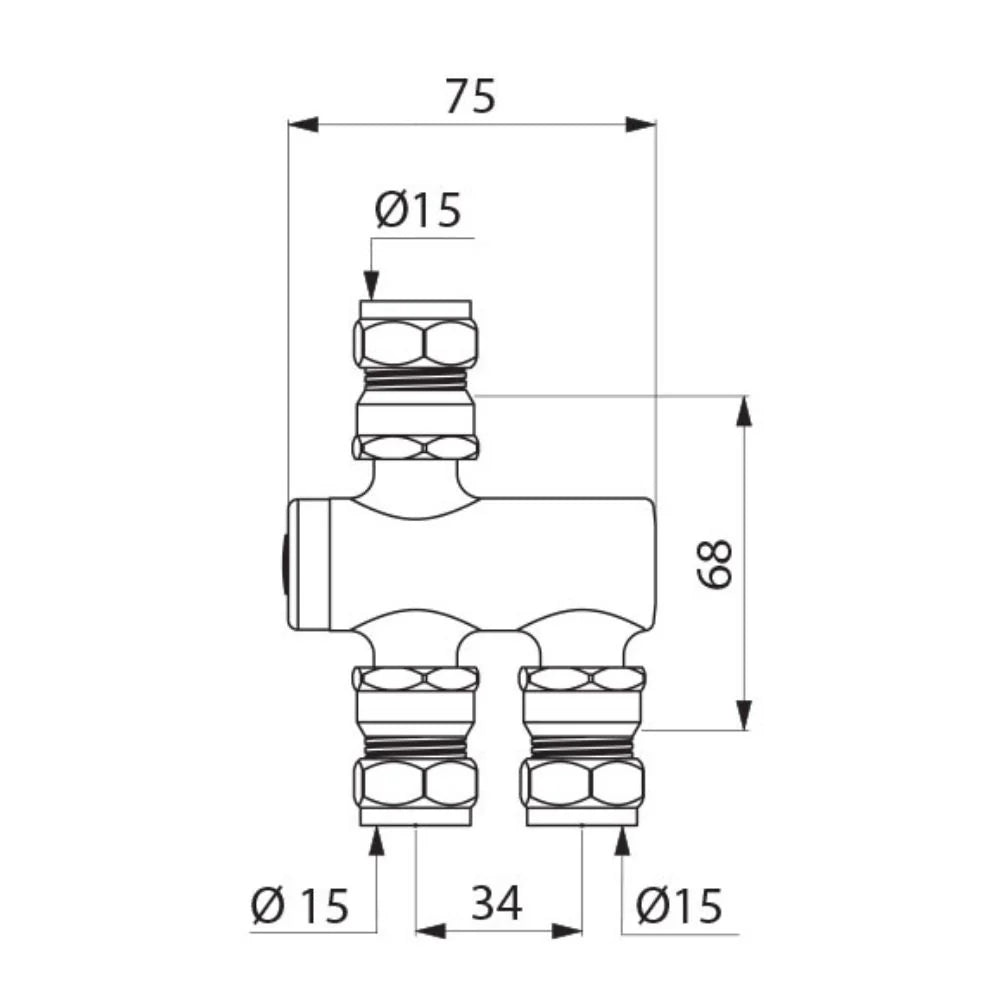 732115 / 732116 DELABIE PREMIX NANO Thermostatic Mixing Valve Ø15mm