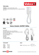 Valera Hotello Heavy Duty IP34 Hair Dryer 1500W - EPANB8-A