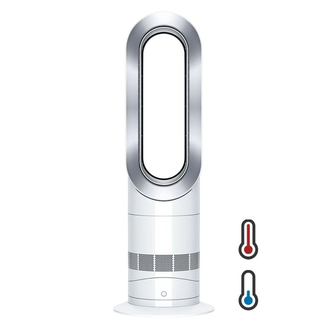 Dyson Hot+Cool™ Jet Focus AM09 fan heater in white/nickel – Hand Dyson Hot+Cool™ Jet Focus AM09 fan heater in white/nickel – Hand
