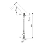 44000615 DELABIE TEMPOMATIC 4 Automatic Battery Powered Deck Mounted Sensor Tap